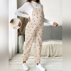 Maternity Daily Casual Shoulder Strap Jumsuit - Heart pattern